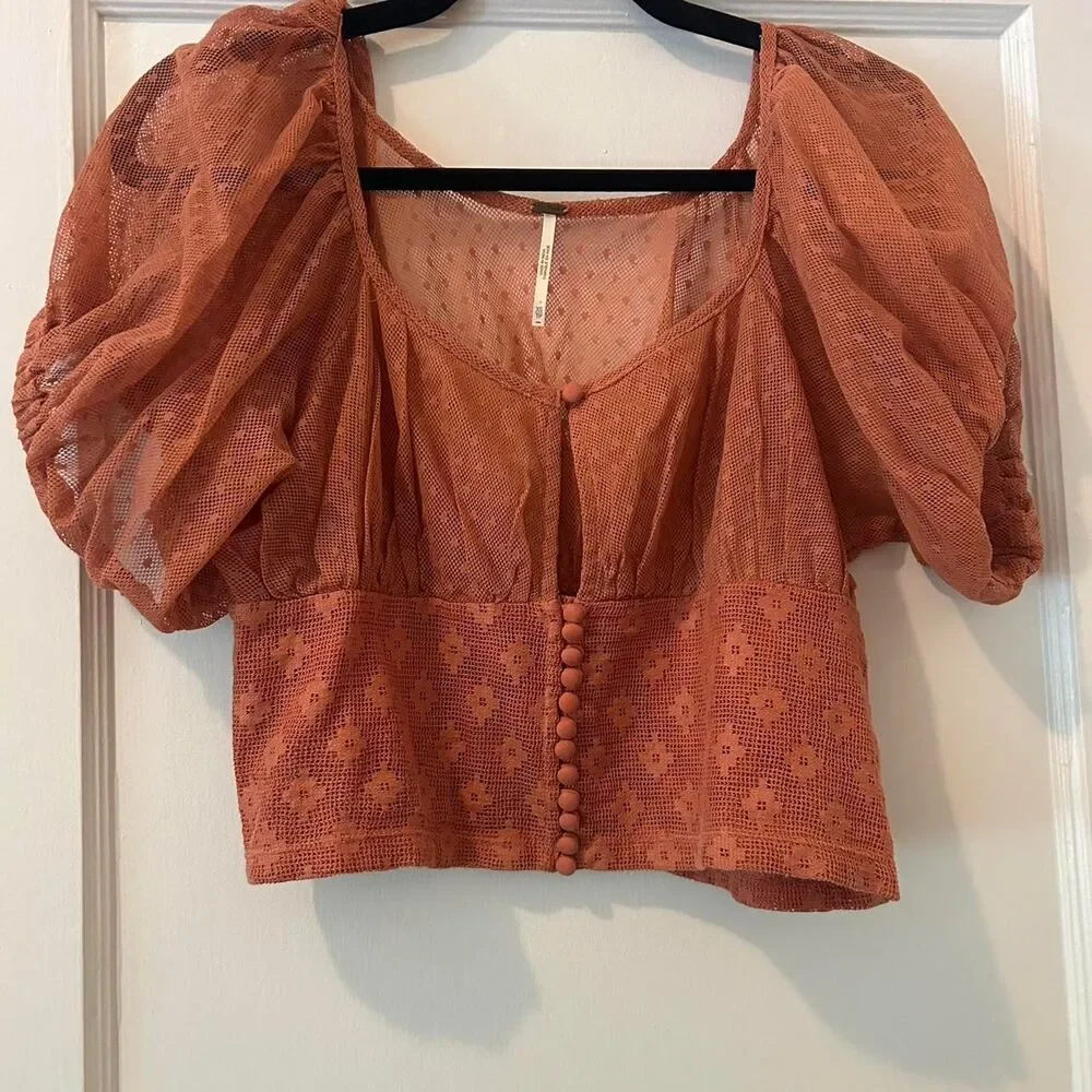 Free-people Women's Pink and Orange Blouse